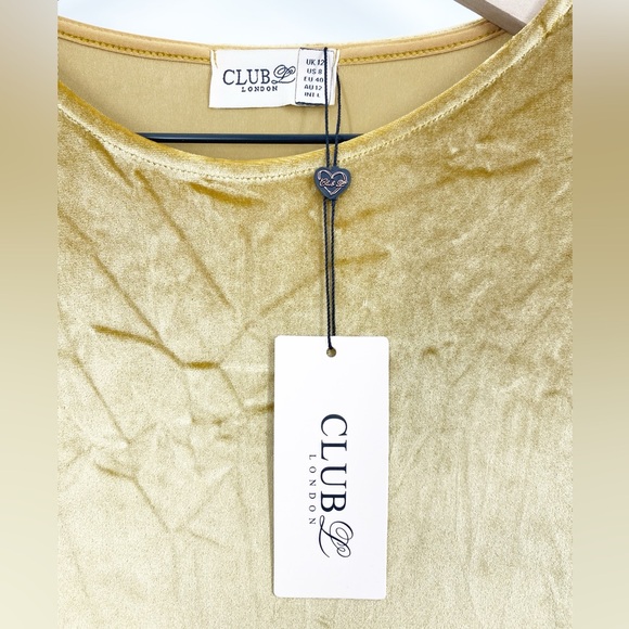 Club London NWT Gold Velvet Dress Sz 12 - Picture 5 of 6